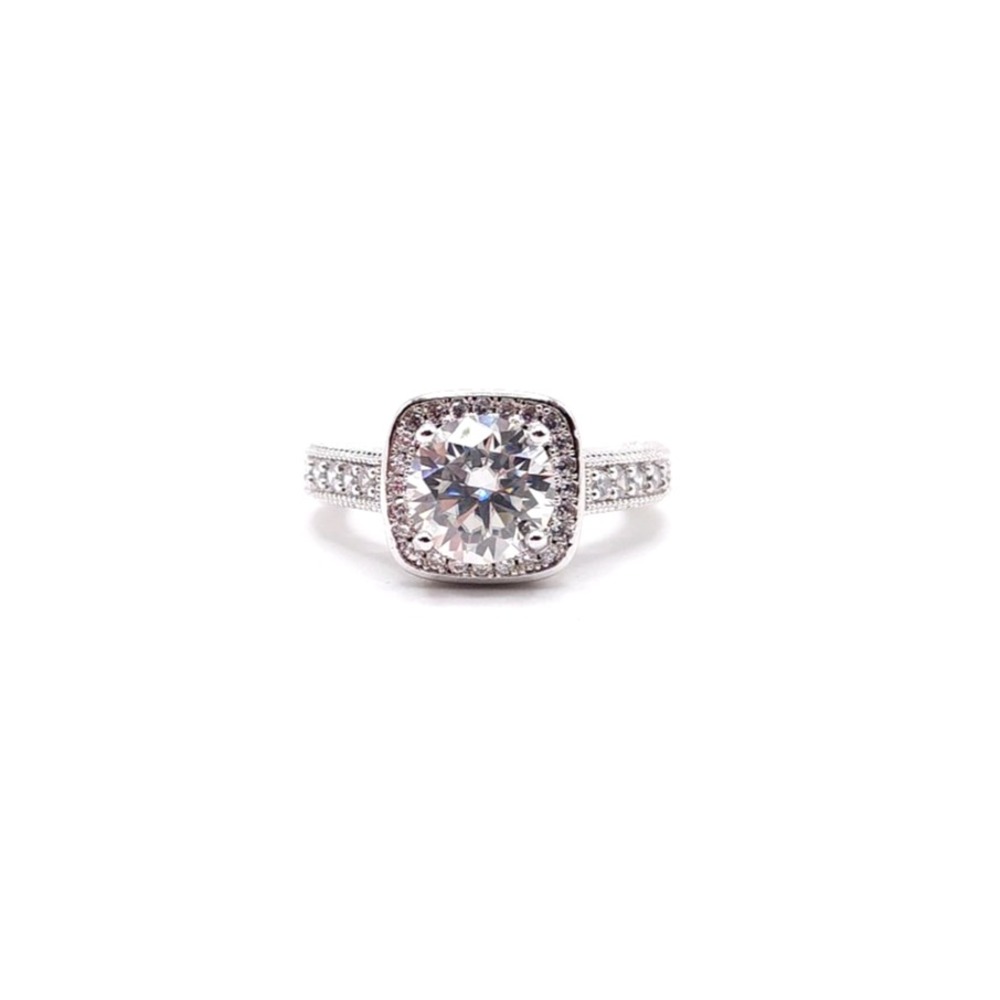 2CT Moissanite Halo Engagement Ring GRA Certified Size 7